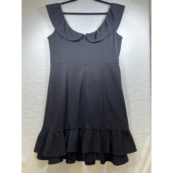 Nanette Lepore Black Tiered Ruffle Hem Off Shoulder Mini Dress Womens 8 - Picture 9 of 14
